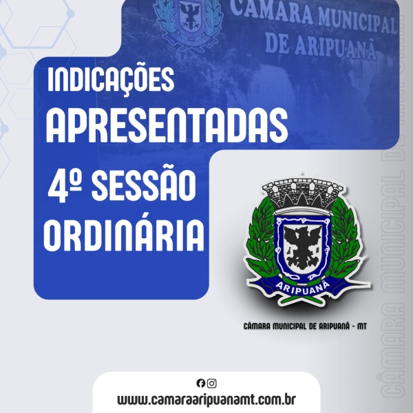 Indica&ccedil;&otilde;es Apresentadas na Sess&atilde;o Ordin&aacute;ria do dia 23/03/2026